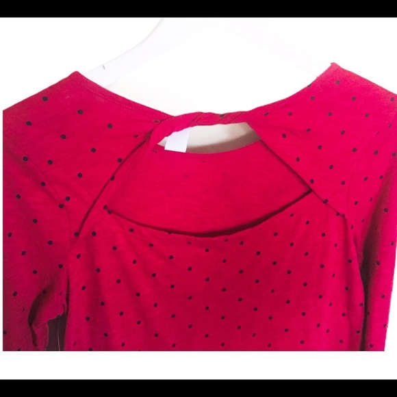 NWT OLD NAVY Twist Back Top With Polka Dot Print & Long Sleeves Red Size Medium - Picture 11 of 14